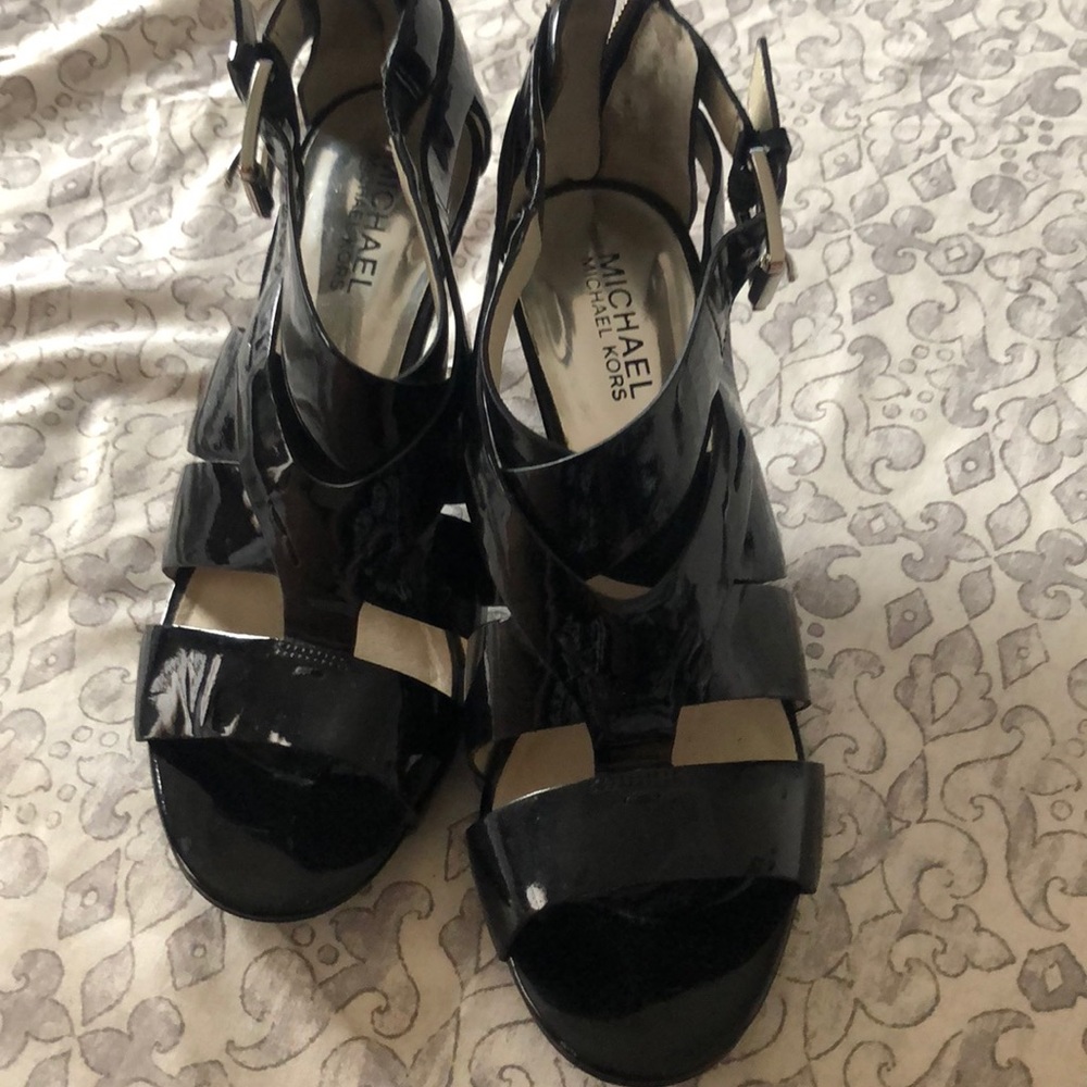 Michael Kors patent leather sandals with low heel